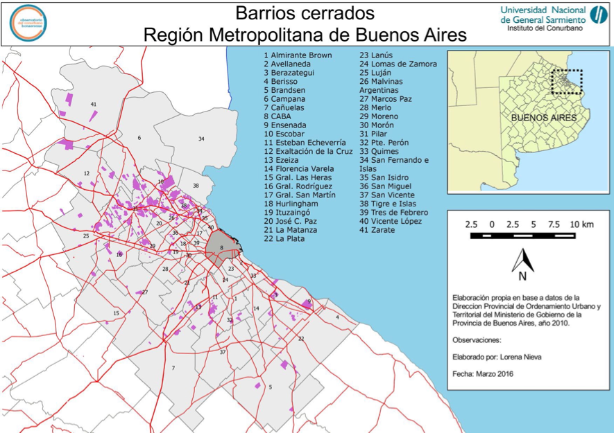 Figure 4: Gated Communities in Greater Buenos Aires, 2010. (Source: Observatorio del Conurbano Bonaerense, National University of General Sarmiento)